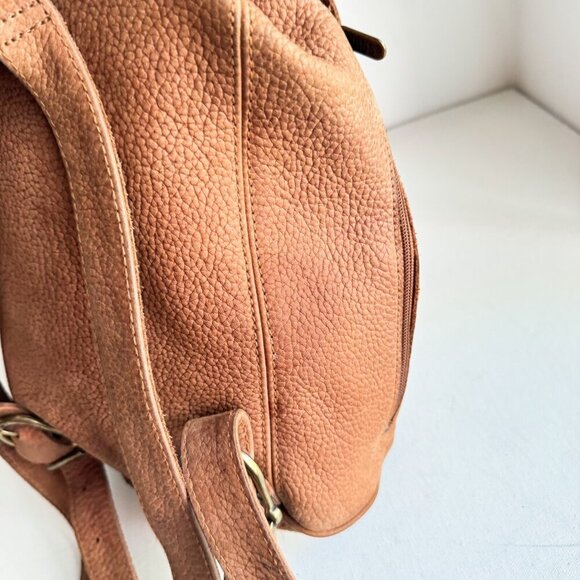 Vintage Y2K Guess Brown Pebbled Leather Medium Backpack - Picture 8 of 9